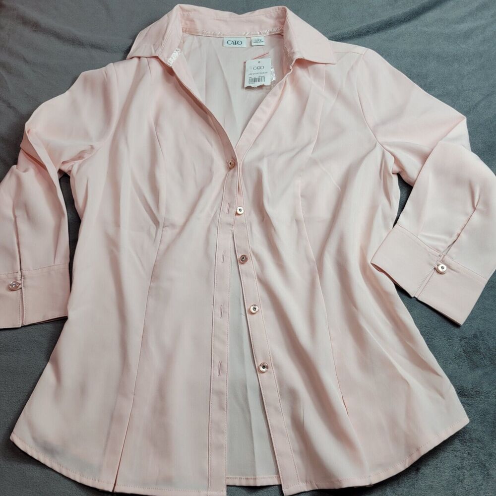 Cato Shirt Womens Size Small Button Front Pink Long Sleeve Collared‎ Comfort Top